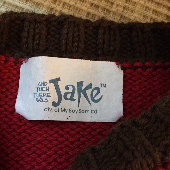 Red Cotton Knit Sweater w/ Monkey Appliqué Sz 4/5 - Picture 7 of 9